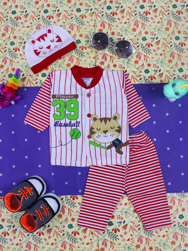 0Mth - 3Mth Baseball Red Baba Suit For Newborns HG NBS109