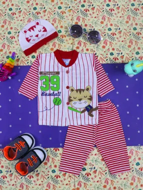 0Mth - 3Mth Baseball Red Baba Suit For Newborns HG NBS109