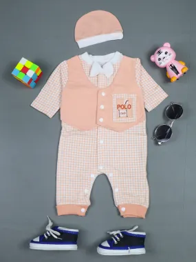 0Mth - 3Mth Club Light Peach Romper For Newborn AJ NBR28