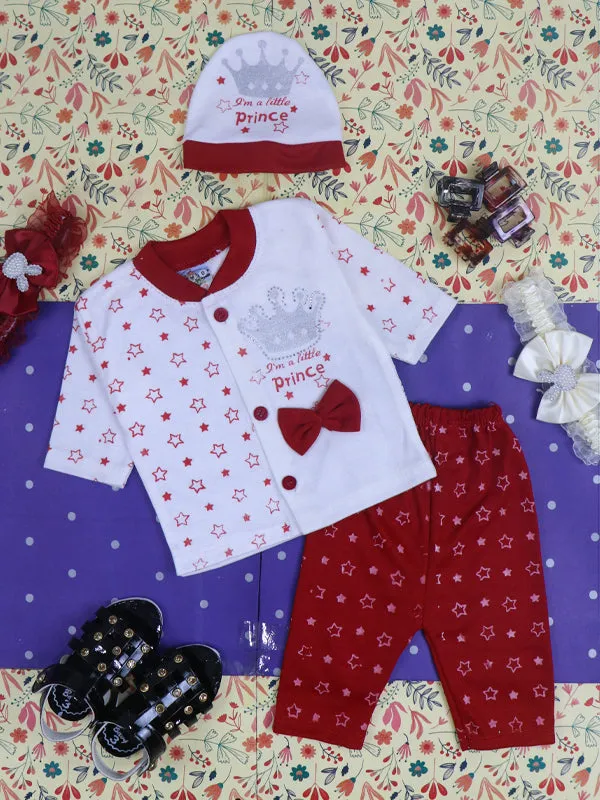 0Mth - 3Mth Prince Red Baba Suit For Newborns NBS86