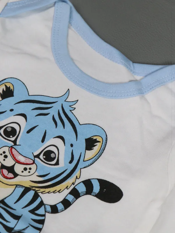 0Mth - 3Mth Tiger Light Blue Romper For Newborn AJ NBR24