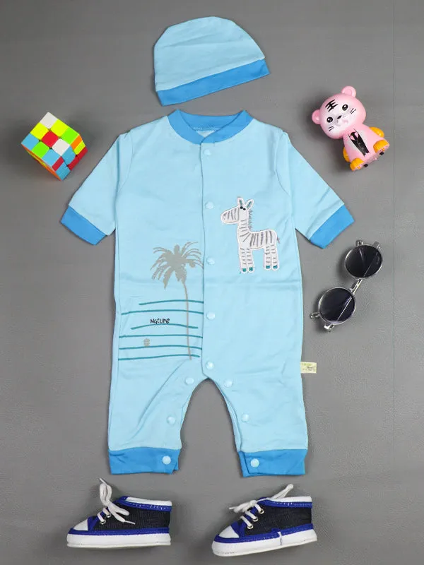 0Mth - 3Mth Zebra Light Blue Romper For Newborn AJ NBR29