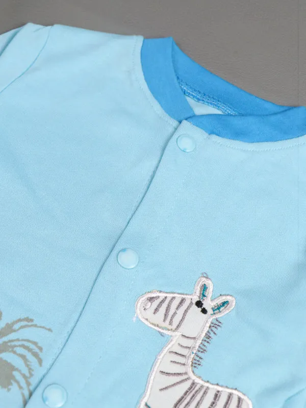 0Mth - 3Mth Zebra Light Blue Romper For Newborn AJ NBR29