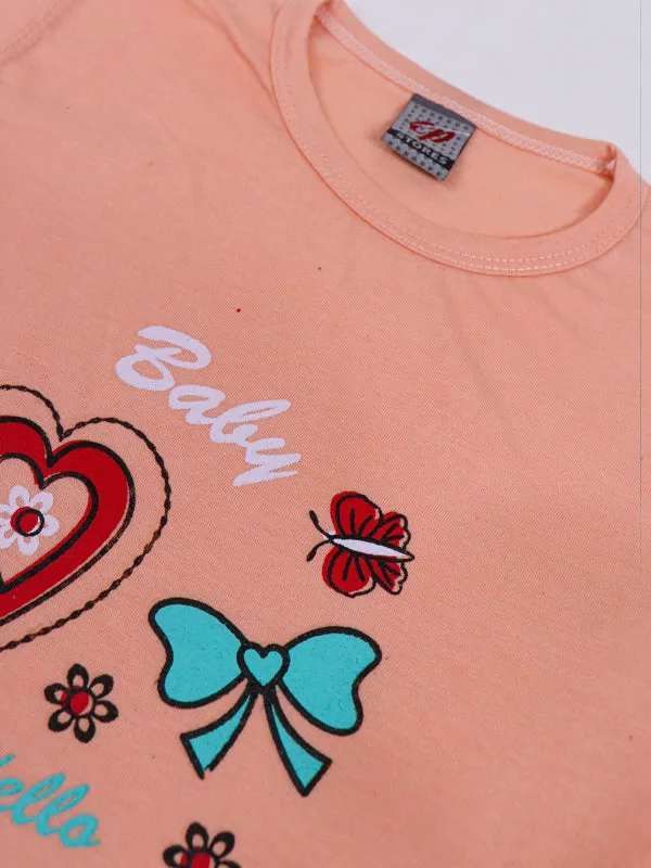 1 Yrs - 4 Yrs Baby Sweet Peach T-Shirt For Girls MZ GTS12