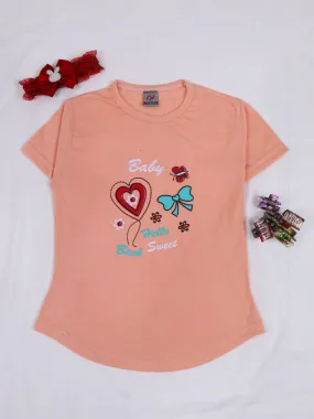 1 Yrs - 4 Yrs Baby Sweet Peach T-Shirt For Girls MZ GTS12