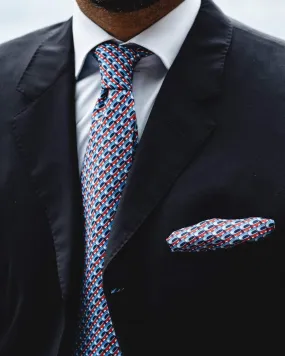 166 MM BARCHETTA - Silk Tie - Red/Blue