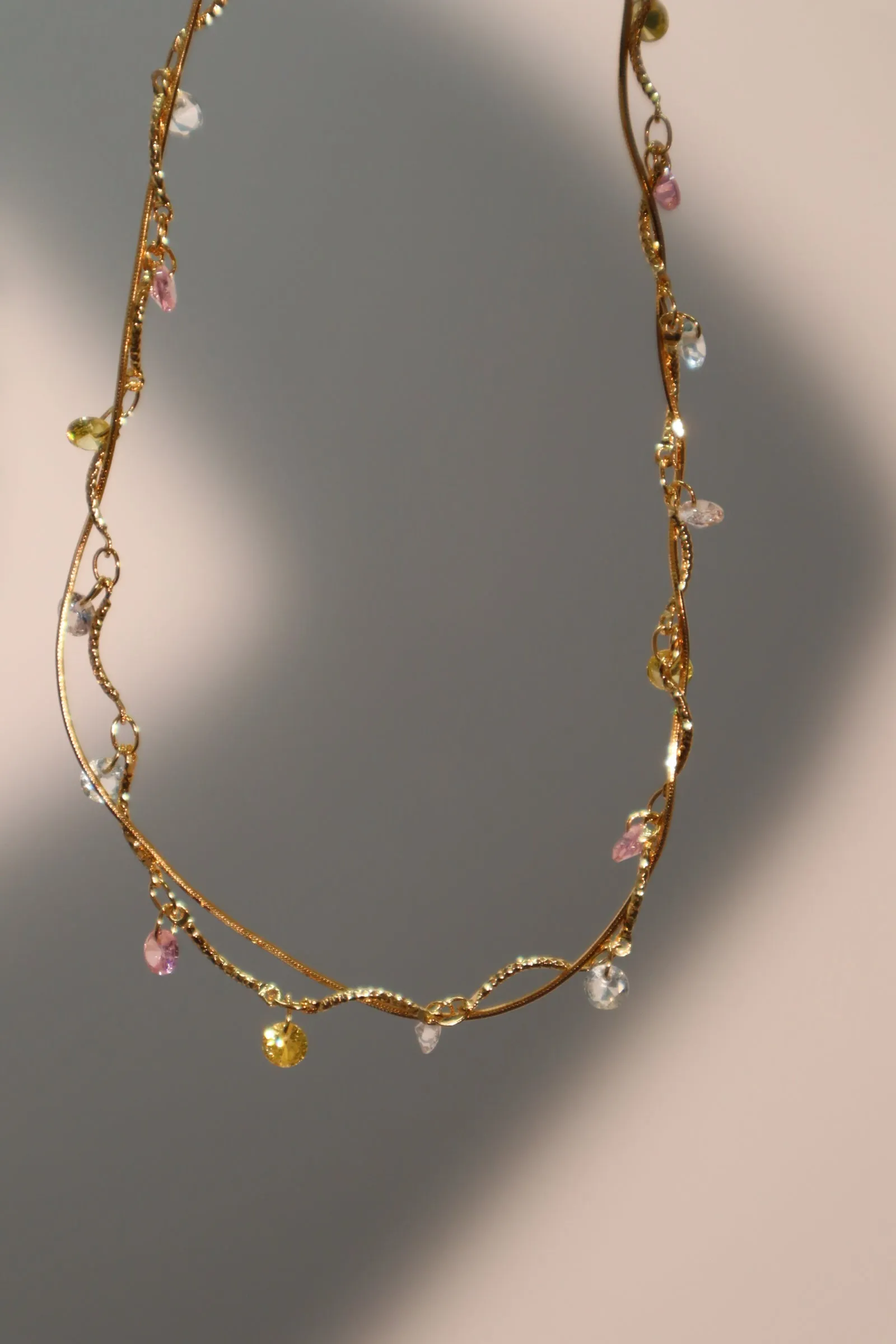 18K Gold Multi Color Gem Necklace