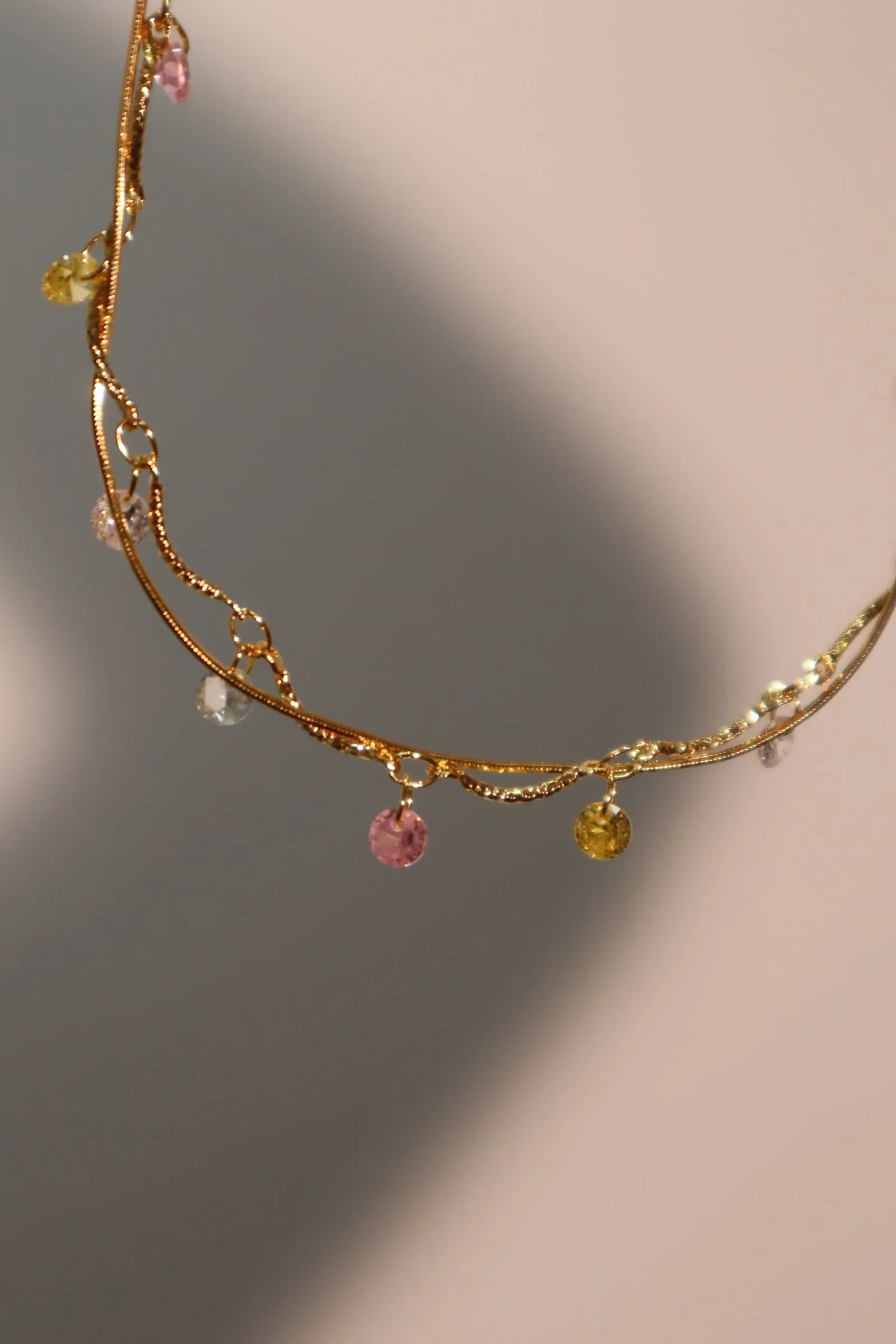 18K Gold Multi Color Gem Necklace