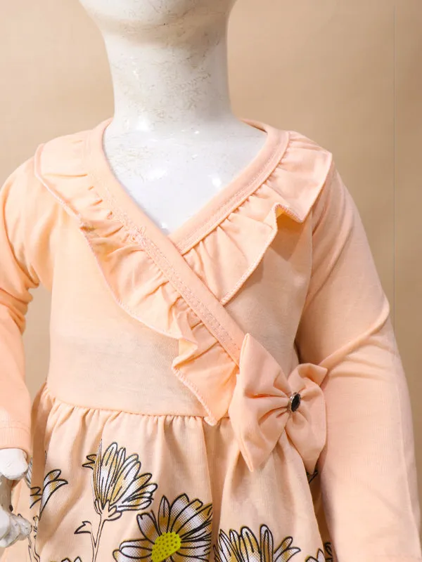 1Yr - 4Yrs Flower Light Peach Suit For Girls BGF GS57