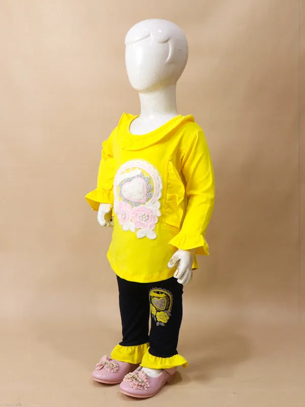 1Yr - 4Yrs Heart Yellow Suit For Girls BGF GS54