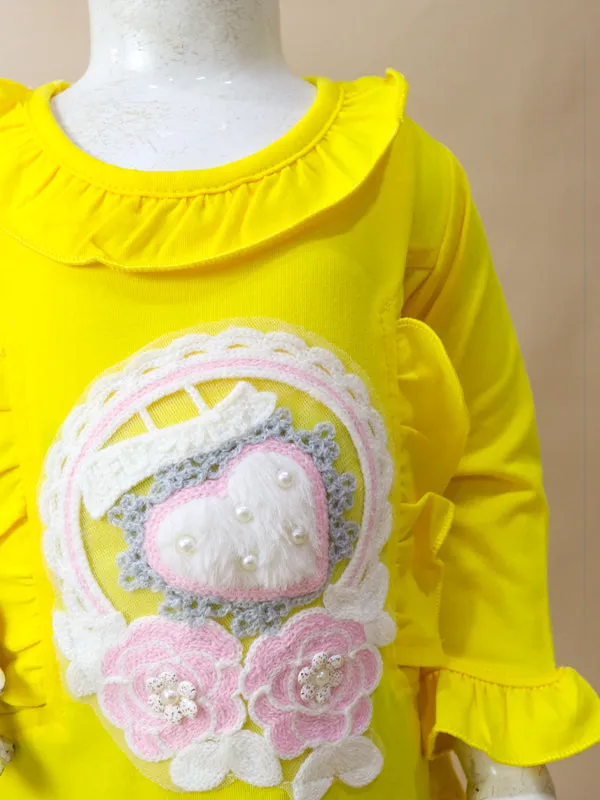 1Yr - 4Yrs Heart Yellow Suit For Girls BGF GS54