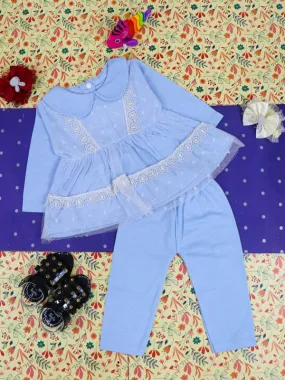 3Mth - 9Mth Flower Blue Baby Suit For Newborn NBS117