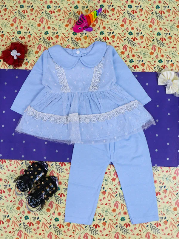 3Mth - 9Mth Flower Blue Baby Suit For Newborn NBS117