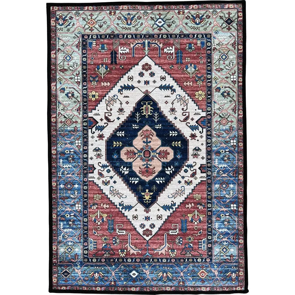 Ahead Tribal Persian Drum Rug Red/Blue