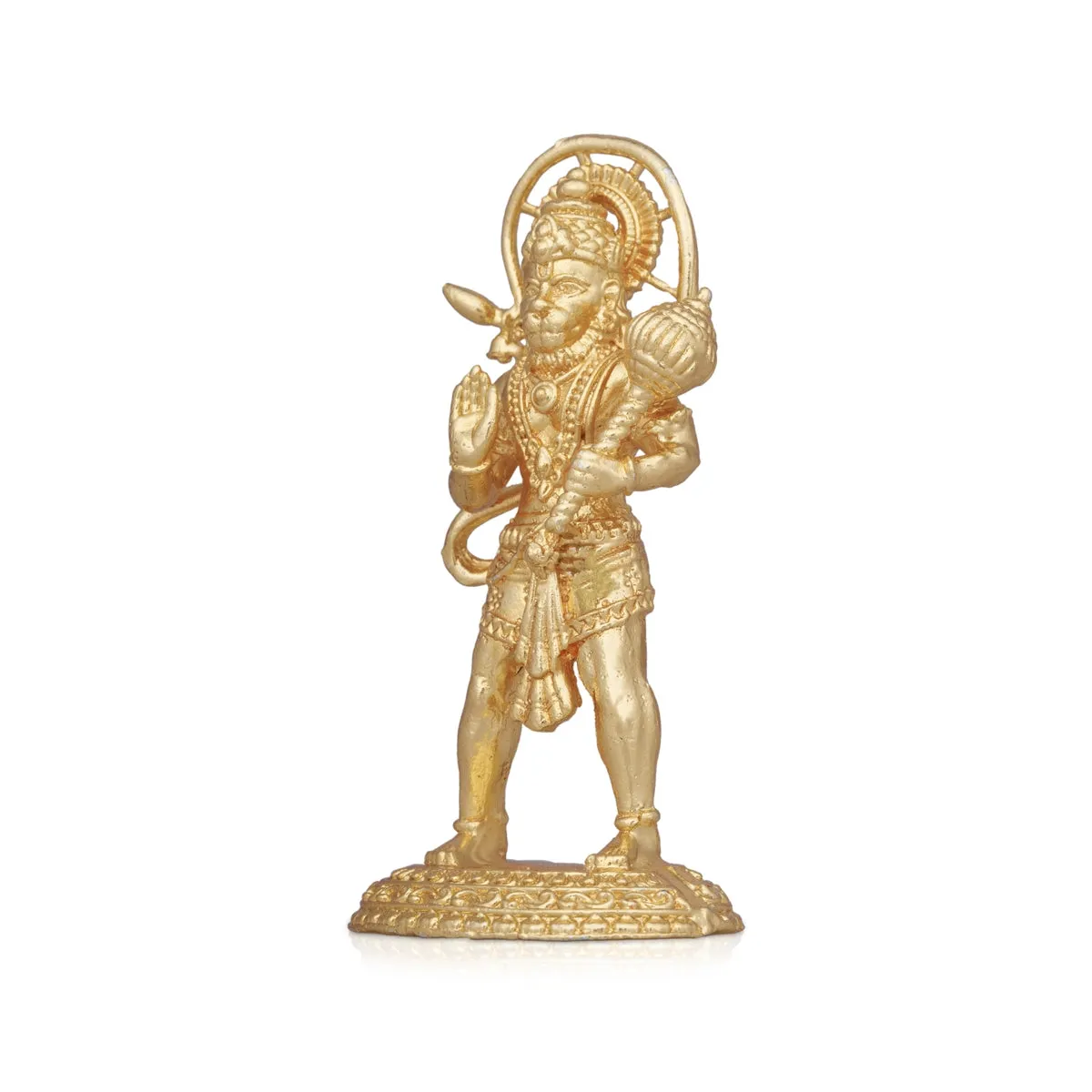 Anjaneya Statue Gold Polish - 3 Inches | Hanuman Standing/ Copper Idol/ Hanuman Murti/ Hanuman Statue for Pooja