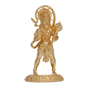 Anjaneya Statue Gold Polish - 3 Inches | Hanuman Standing/ Copper Idol/ Hanuman Murti/ Hanuman Statue for Pooja