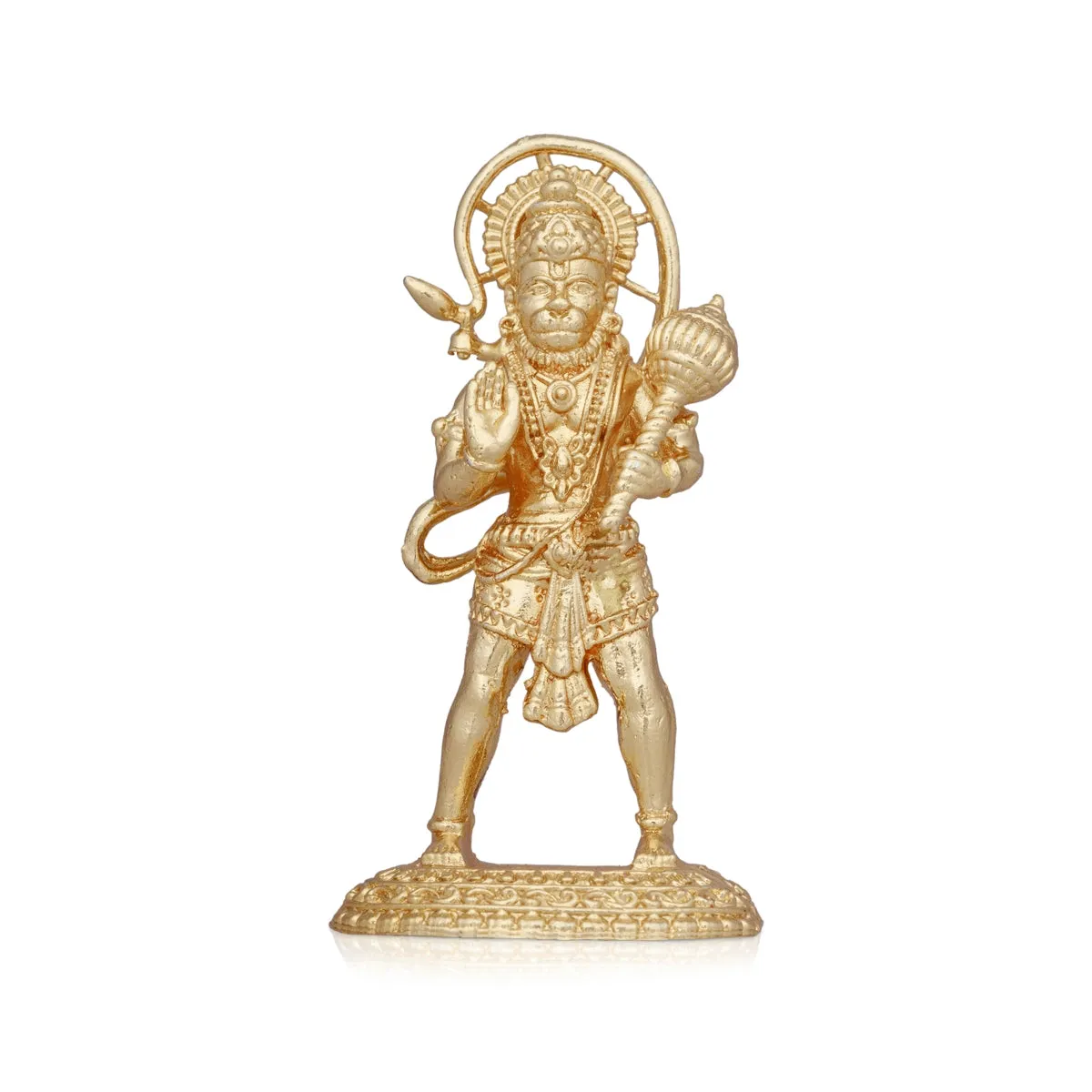 Anjaneya Statue Gold Polish - 3 Inches | Hanuman Standing/ Copper Idol/ Hanuman Murti/ Hanuman Statue for Pooja