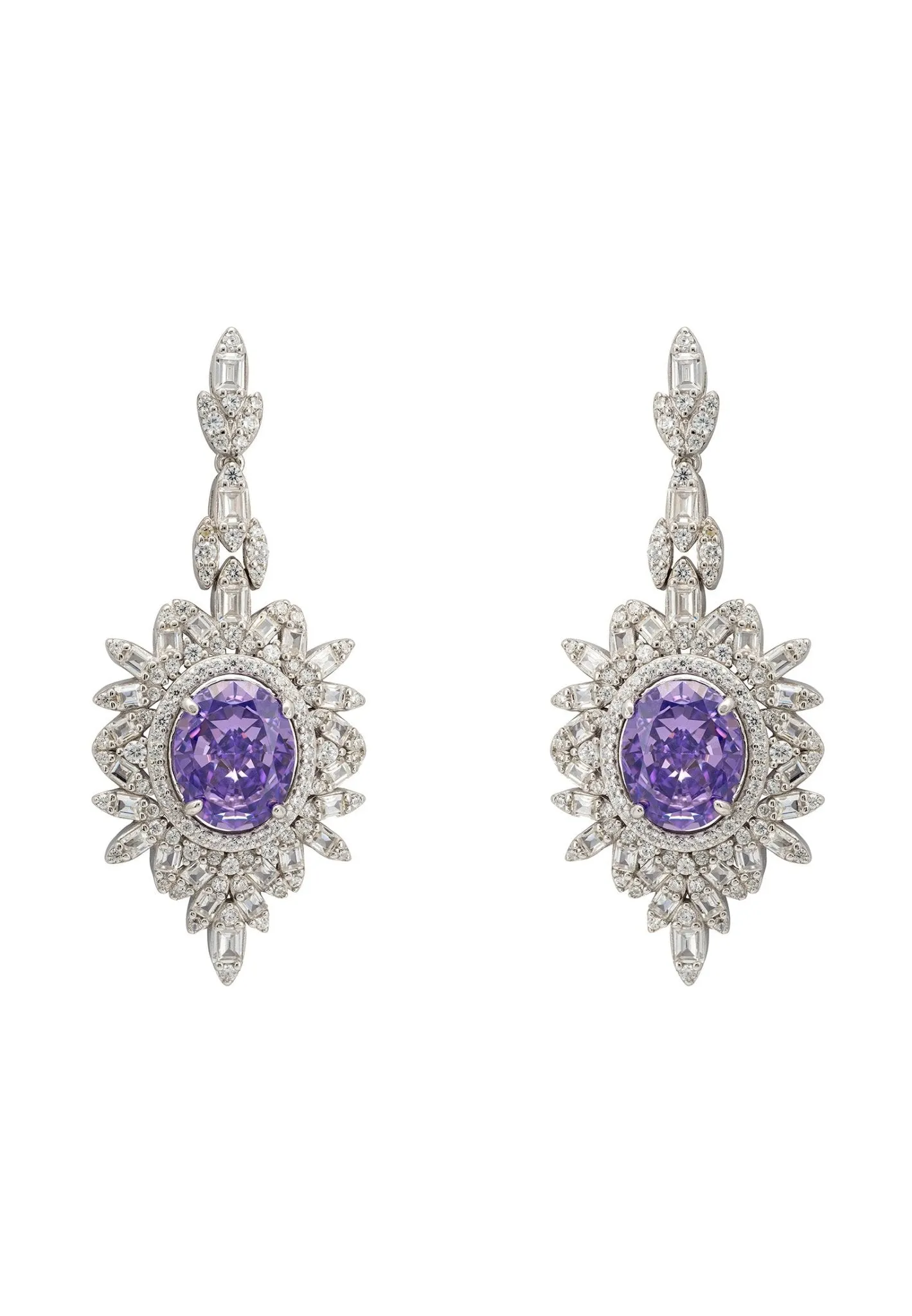 Arabesque Splendor Drop Earrings Lilac Amethyst Silver