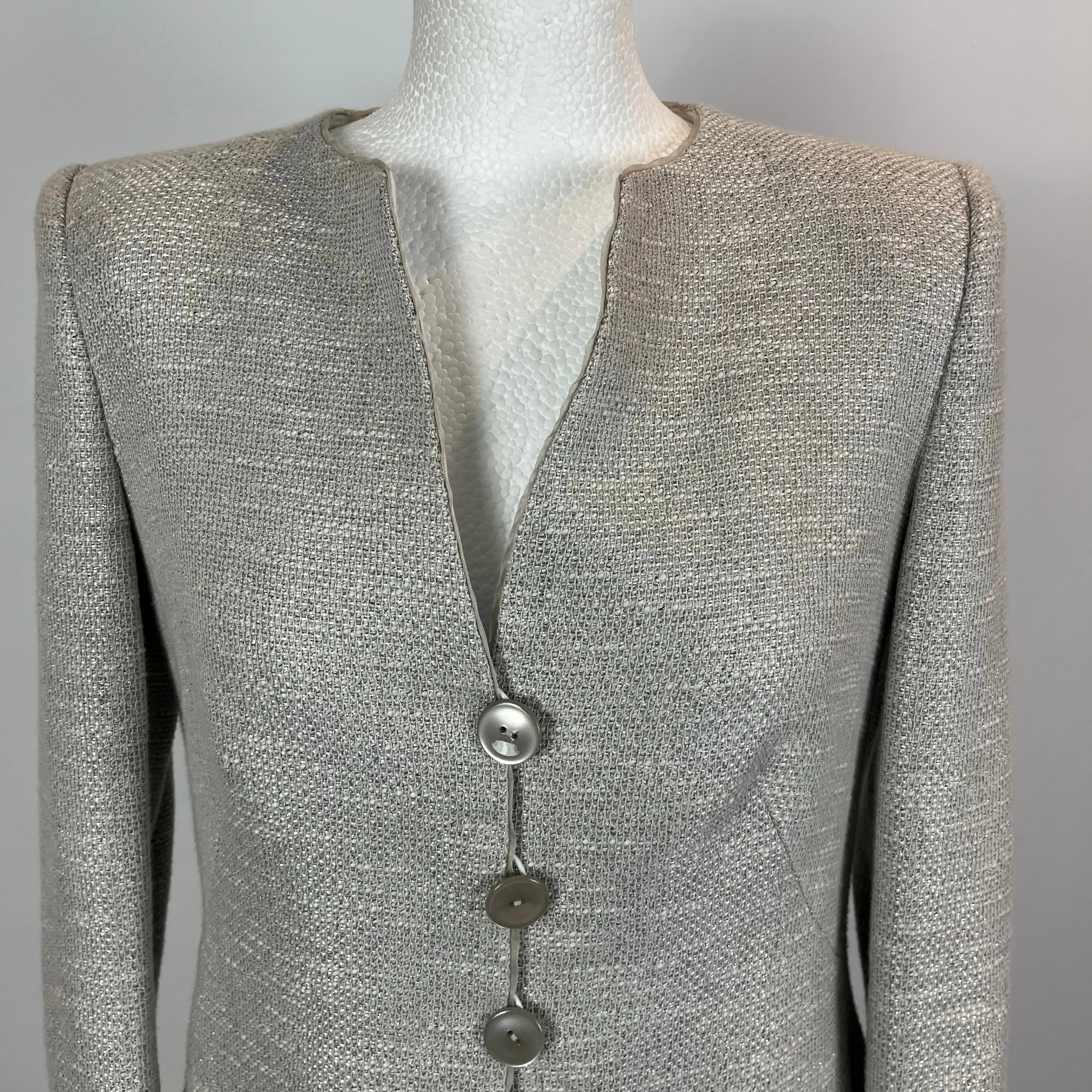 Armani Collezioni Pearl Grey Cotton Weave Jacket M