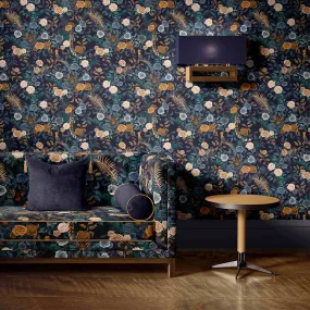 Bengal Rose Garden Wallpaper - Midnight - Becca Who