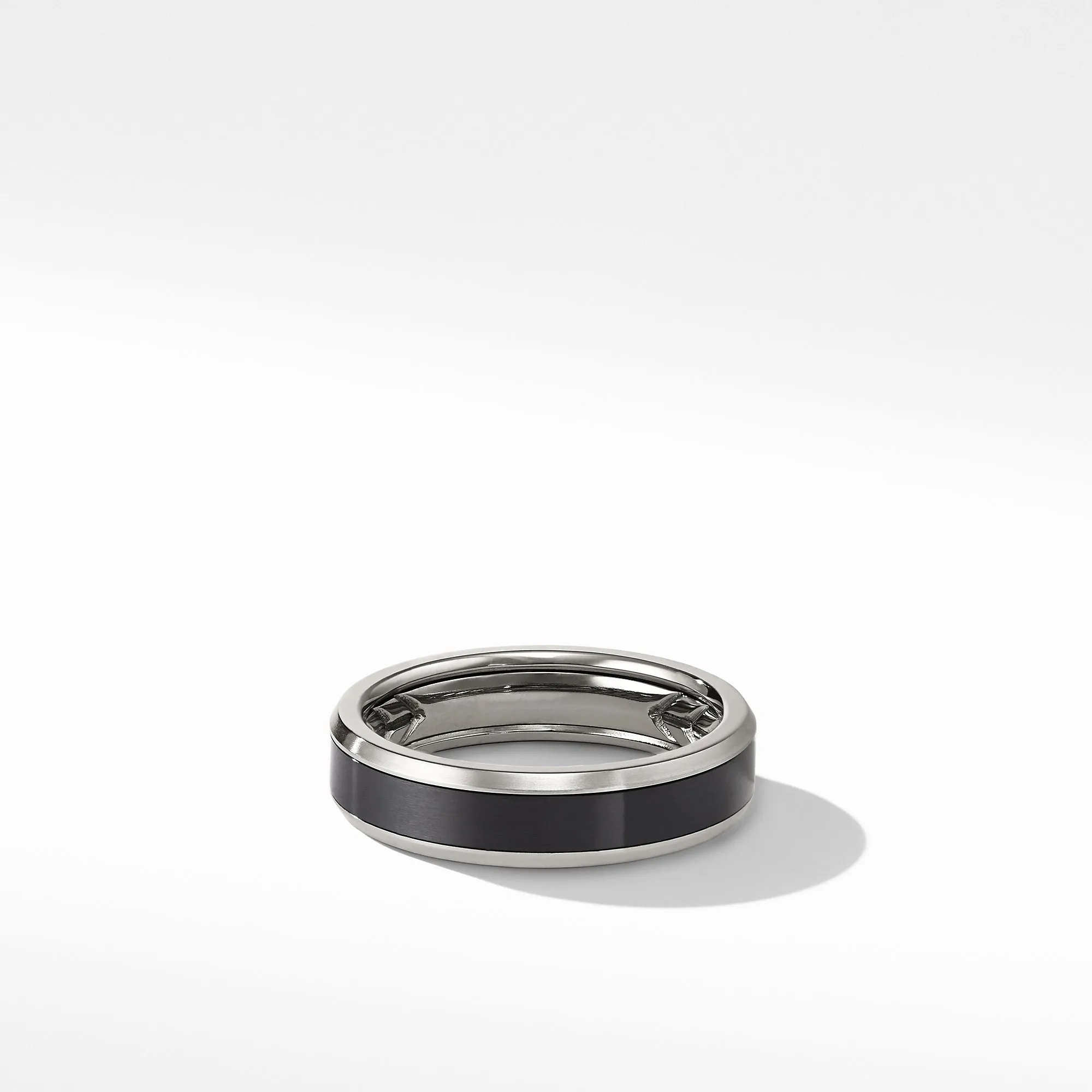 Beveled Band Ring in Grey Titanium with Black Titanium\, 6mm