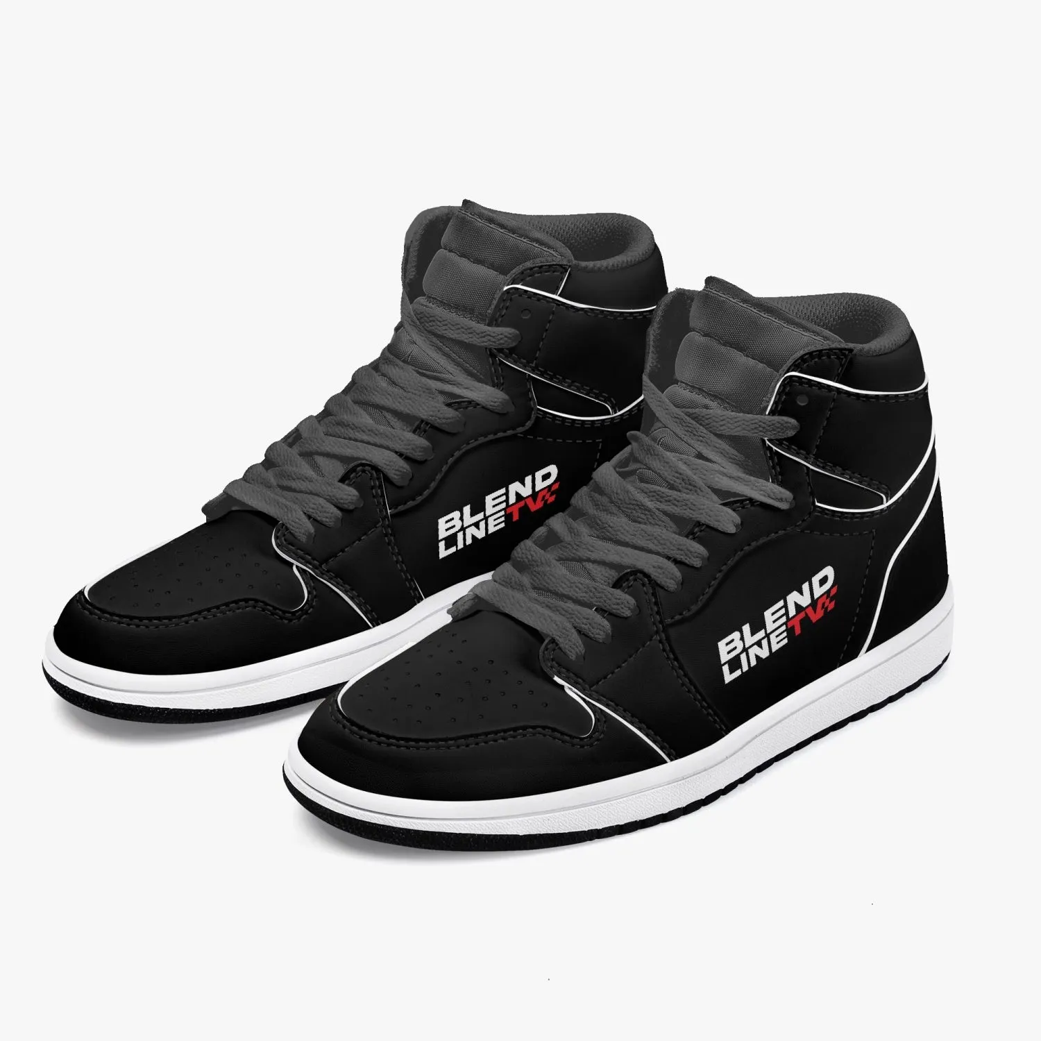 BLENDLINE TV High-Top Leather Sneakers - carbon