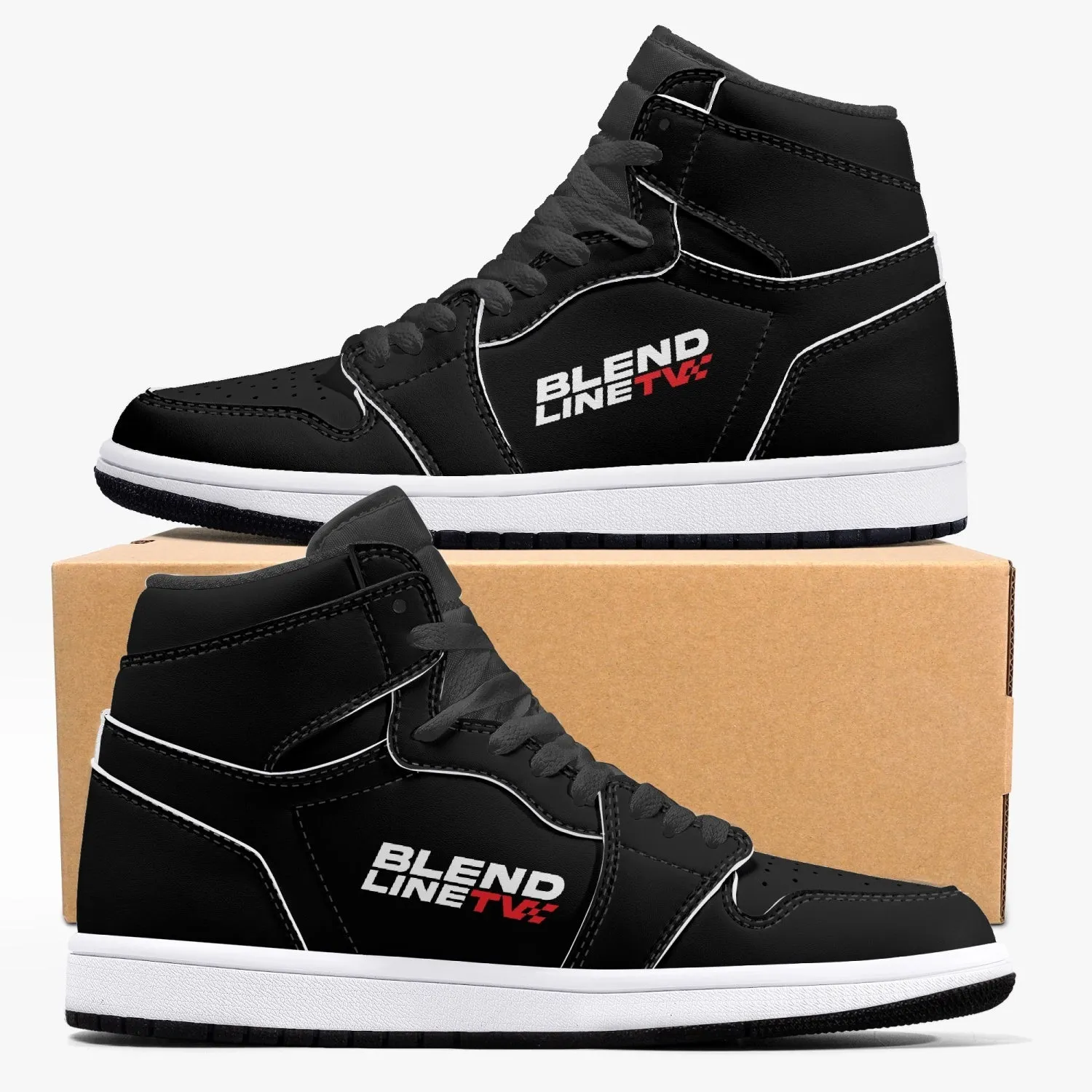 BLENDLINE TV High-Top Leather Sneakers - carbon