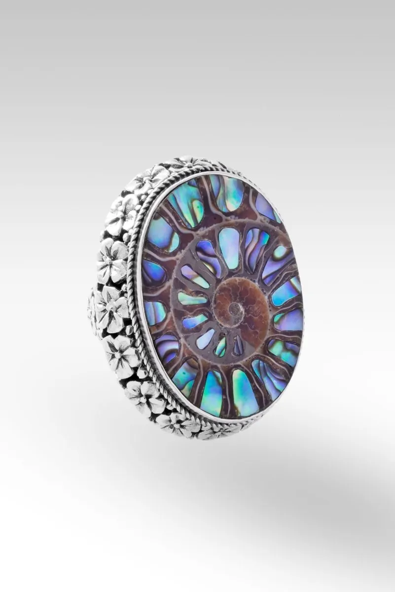 Bloom With Grace Ring™ in Ammonite with Abalone Inlay