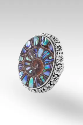 Bloom With Grace Ring™ in Ammonite with Abalone Inlay