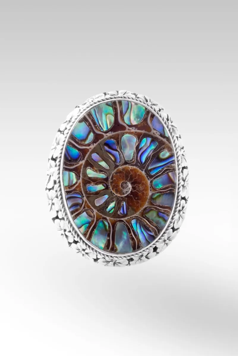 Bloom With Grace Ring™ in Ammonite with Abalone Inlay