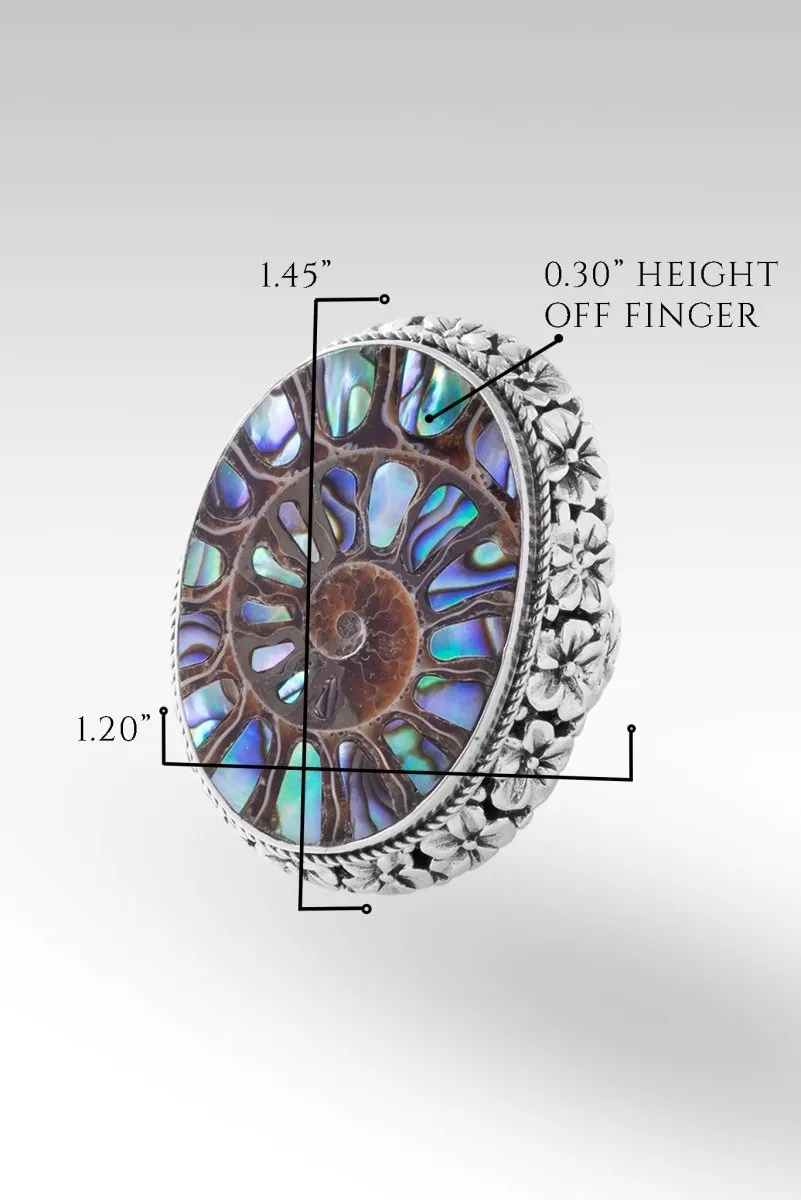 Bloom With Grace Ring™ in Ammonite with Abalone Inlay