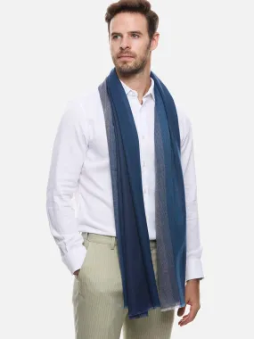 Blue Herringbone Mens Cashmere Scarf