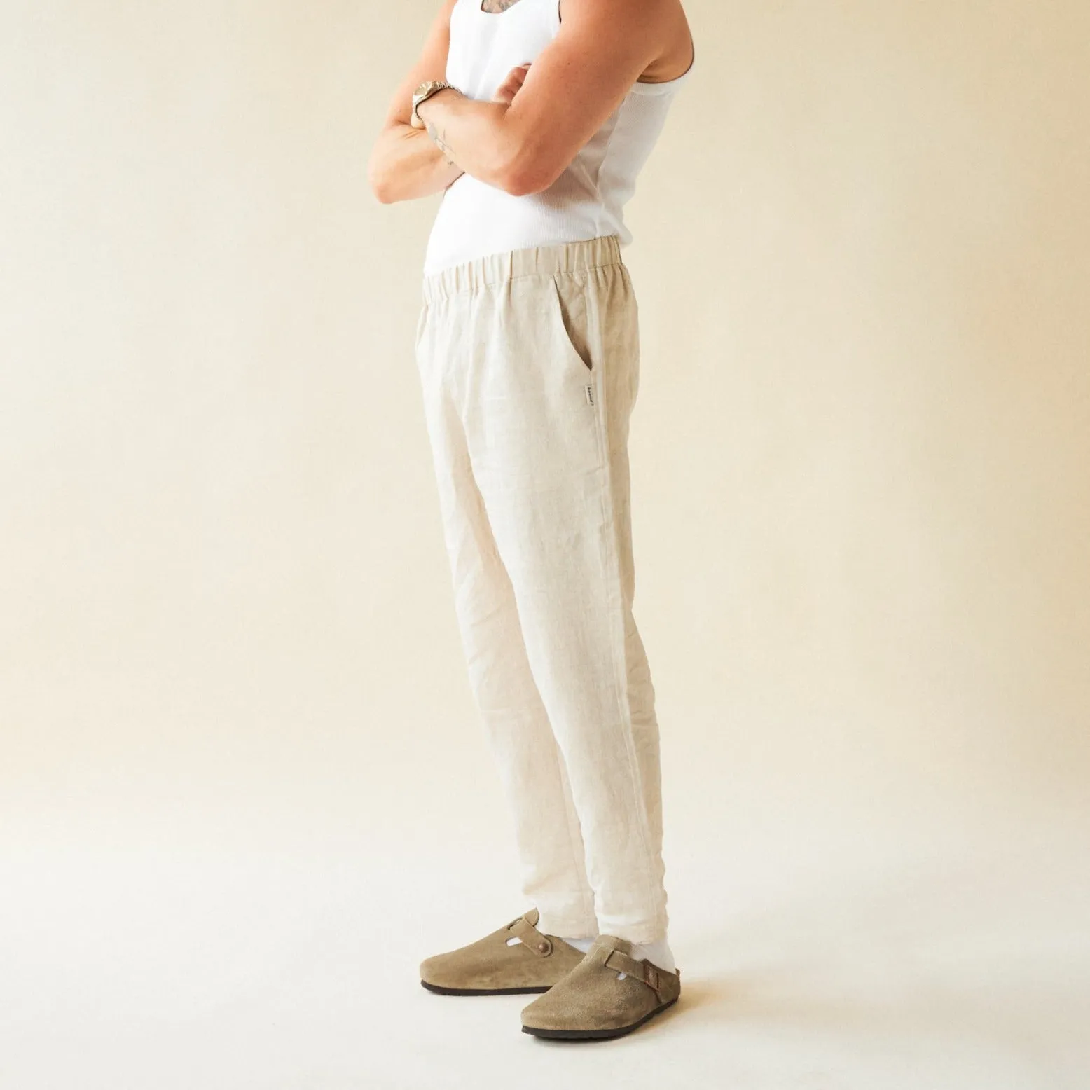 bound 'Alfama' Linen Trousers - Sand