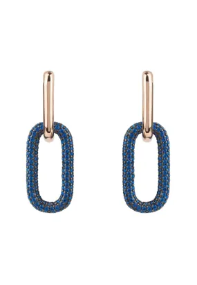 Chain Link Earrings Sapphire Blue Rosegold