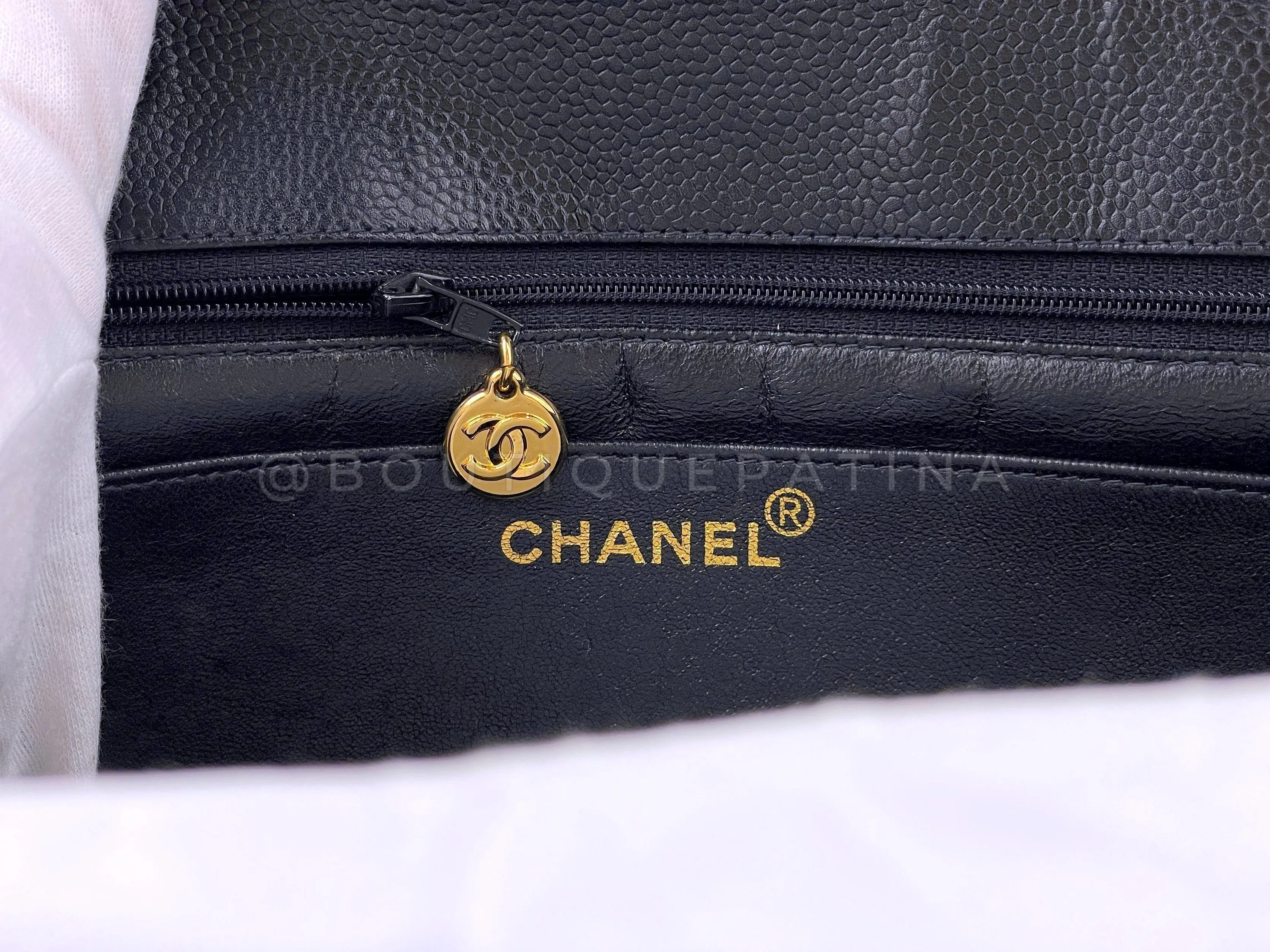 Chanel 1998 Vintage Black Caviar Jumbo Classic Flap Bag 24k GHW