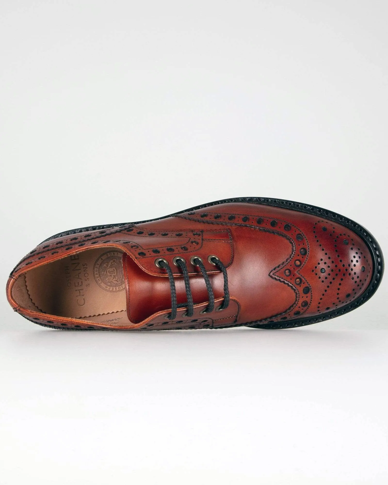 Cheaney Avon R Wingcap Derby Brogue - Dark Leaf Calf Leather / Dainite Rubber Sole