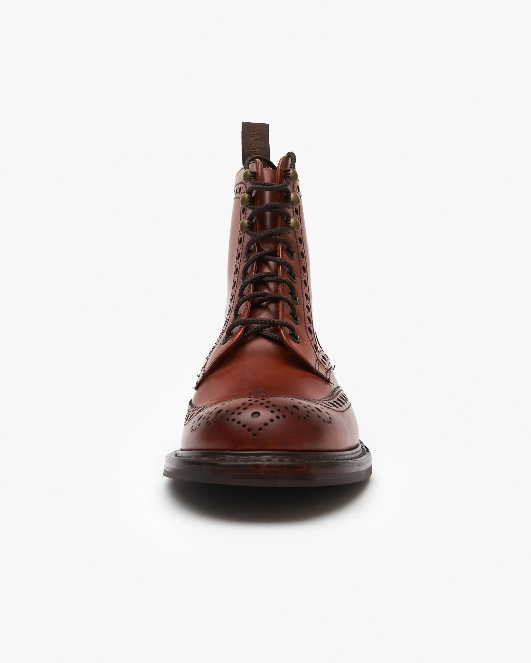 Cheaney Tweed R Wingcap Brogue Boot - Dark Leaf Calf Leather / Dainite Rubber Sole