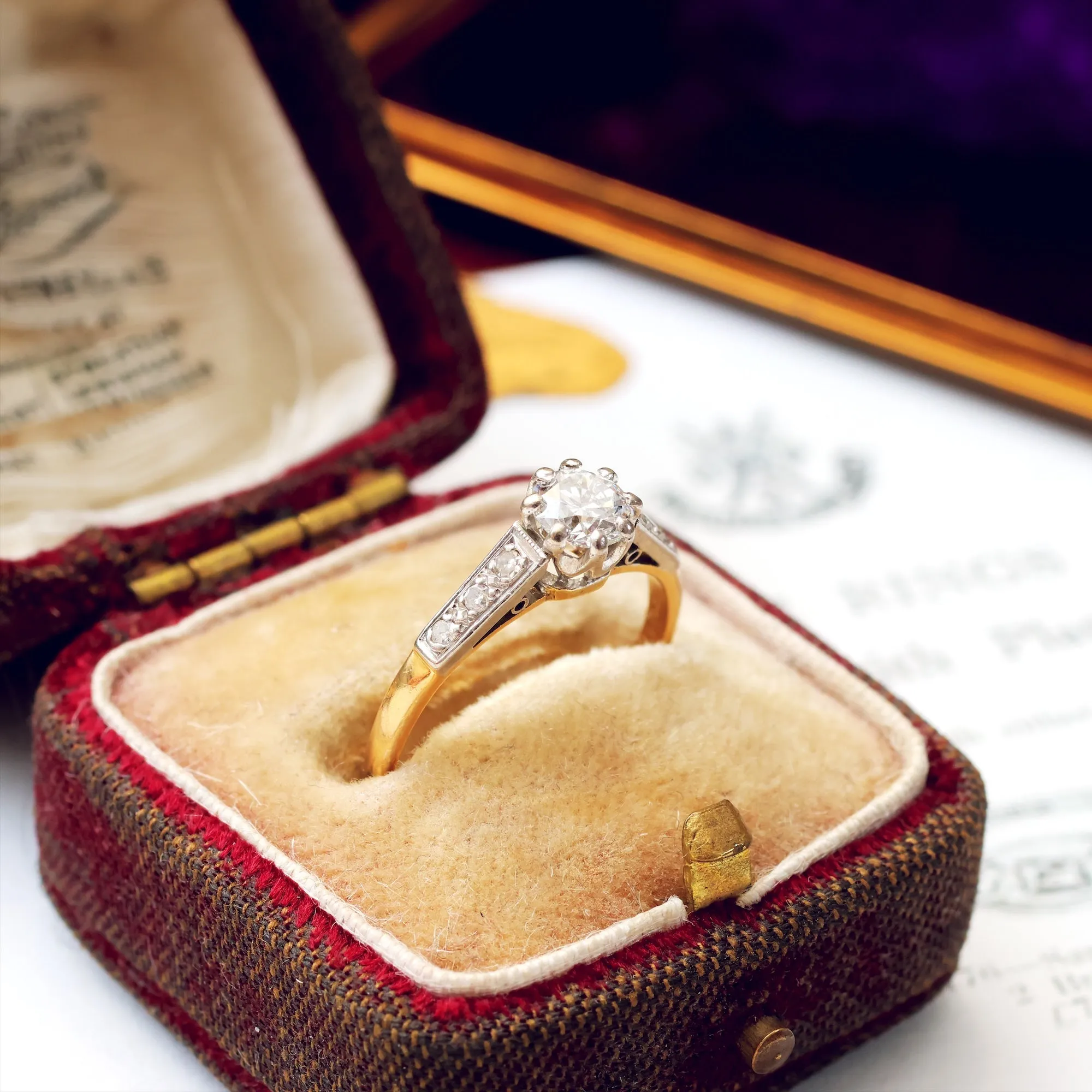 Classic Vintage Diamond Solitaire Engagement Ring