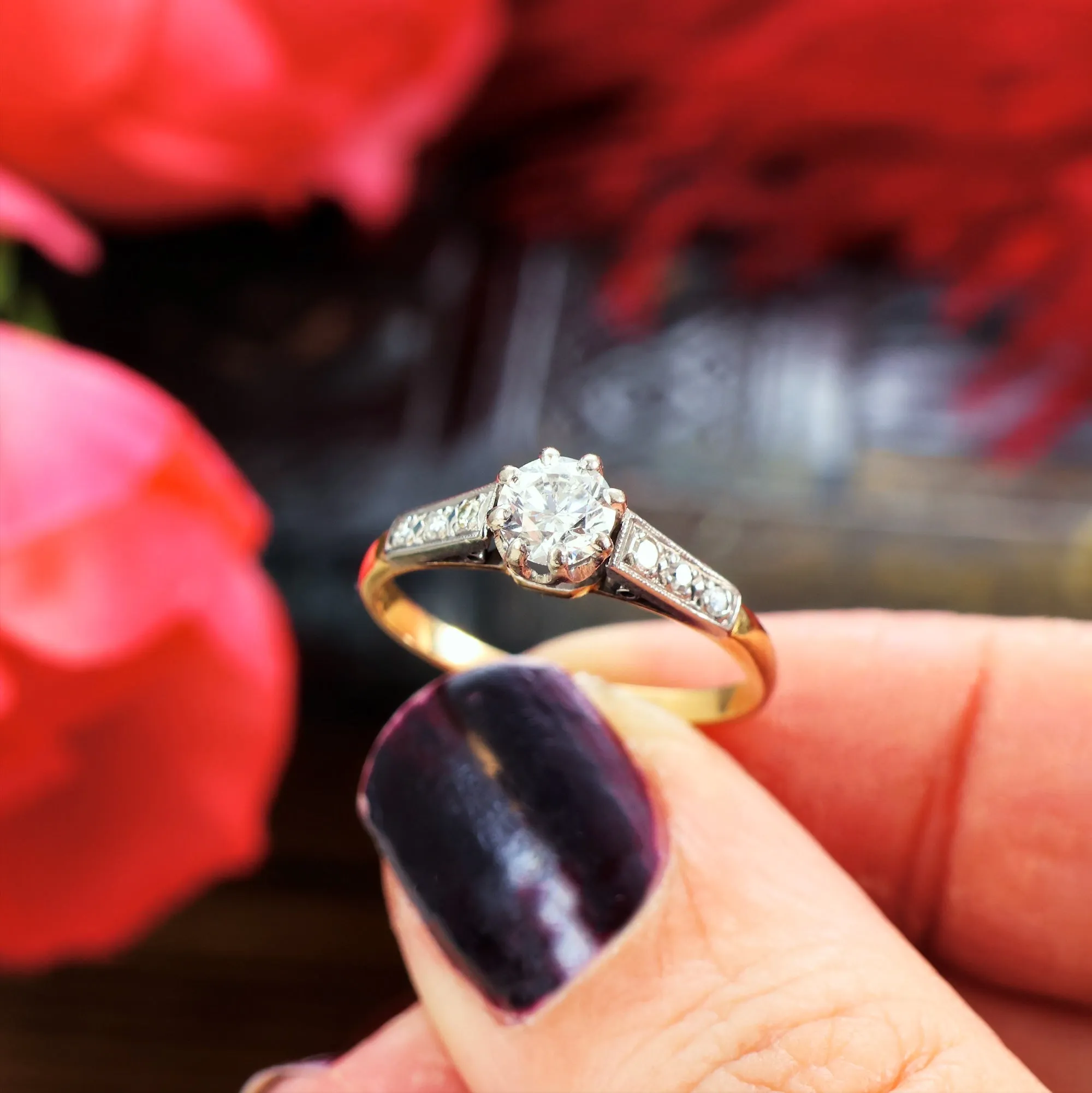 Classic Vintage Diamond Solitaire Engagement Ring