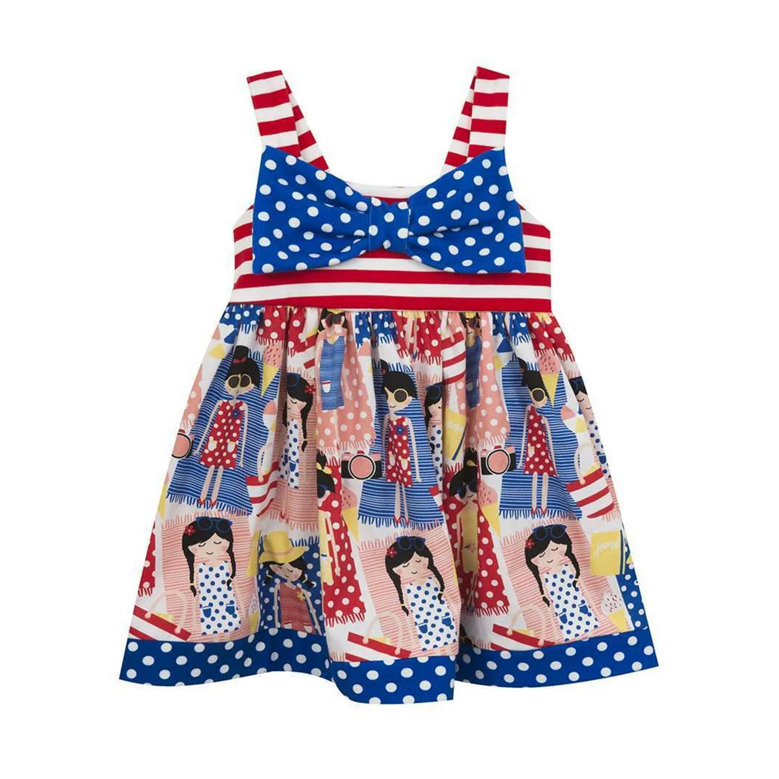 COUNTING DAISIES Girl's Dress, Red, White and Blue Multi,Summer Print, Sz 5, NWT