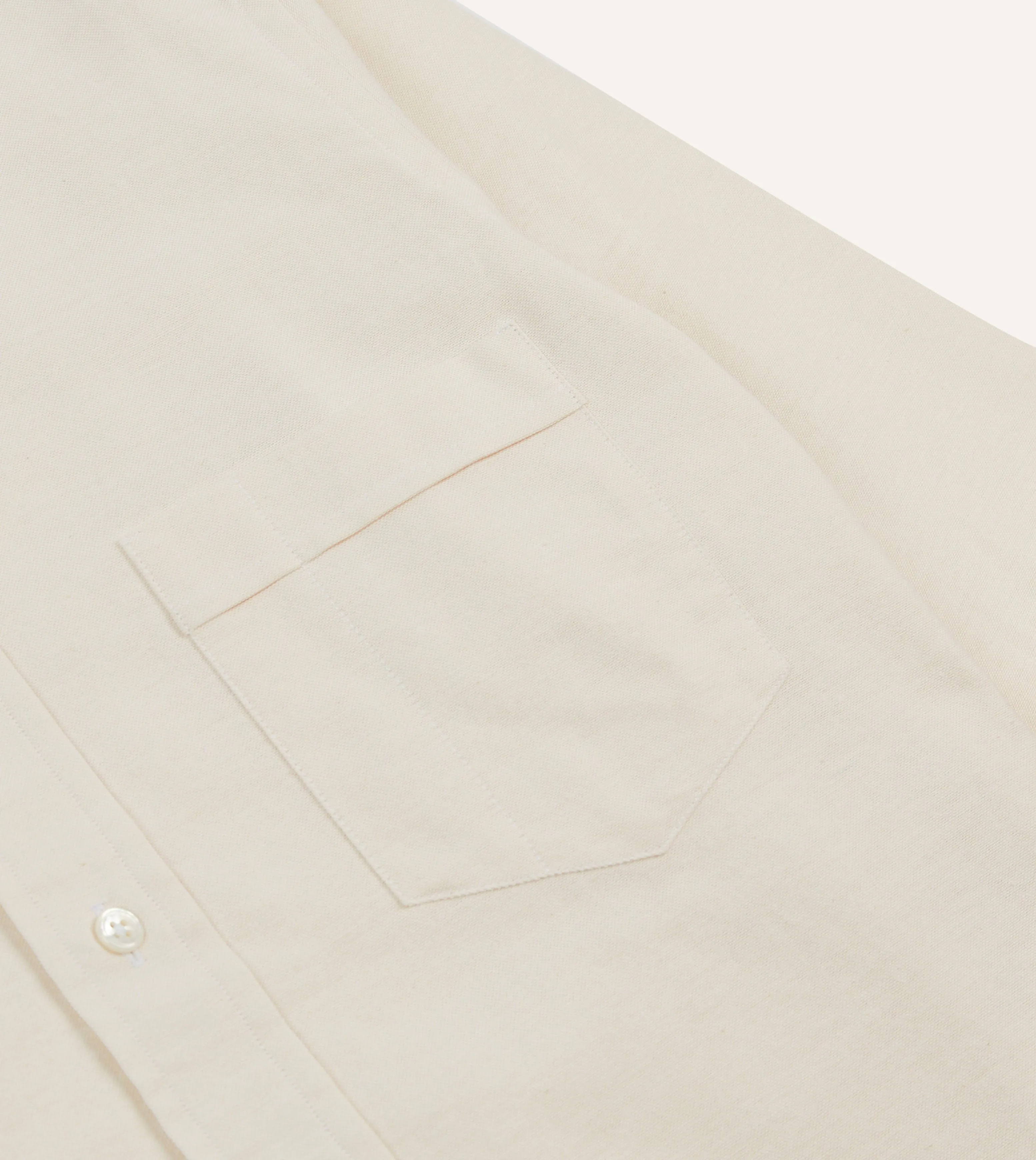 Cream Cotton Oxford Cloth Long Point Collar Shirt