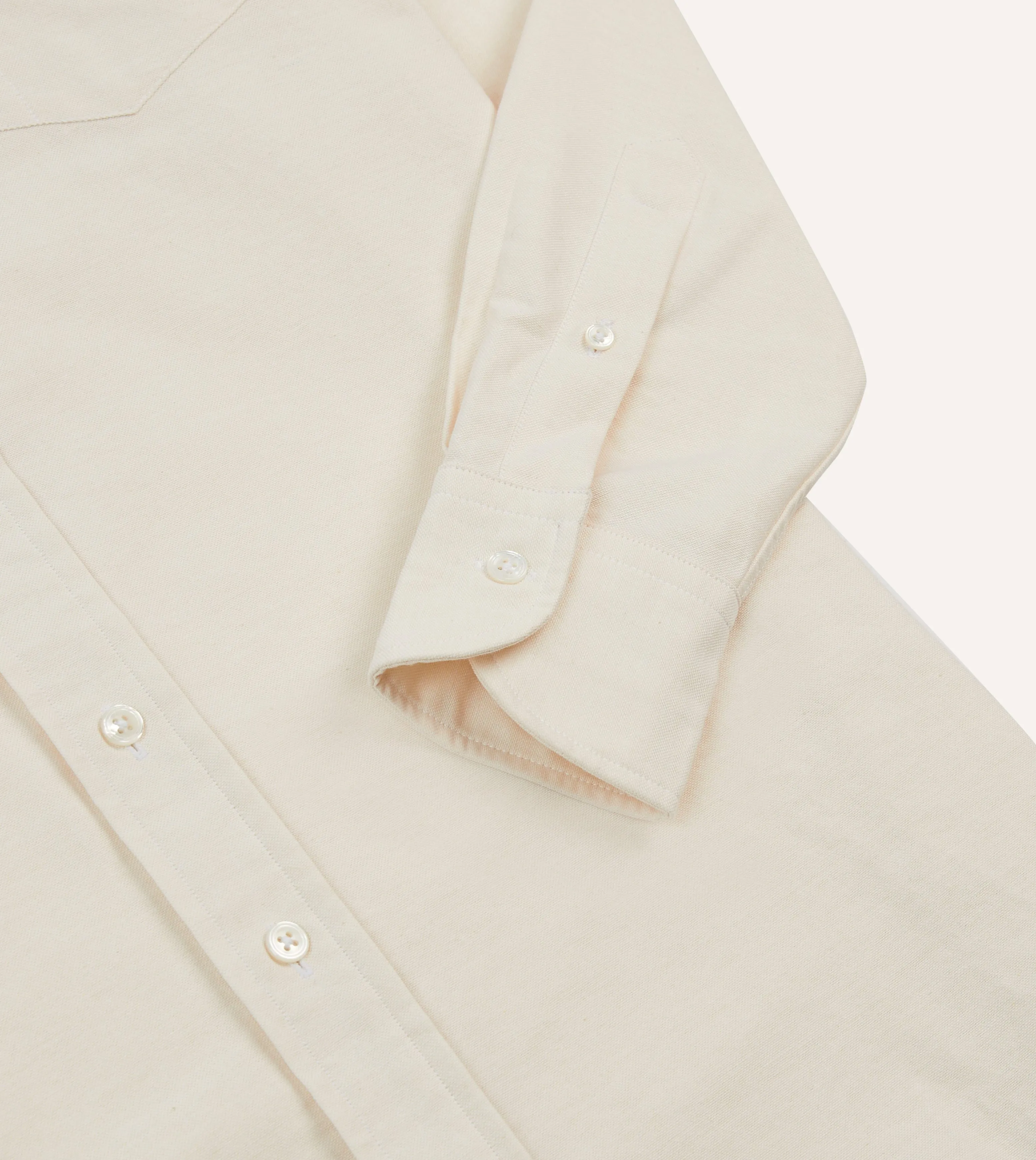 Cream Cotton Oxford Cloth Long Point Collar Shirt