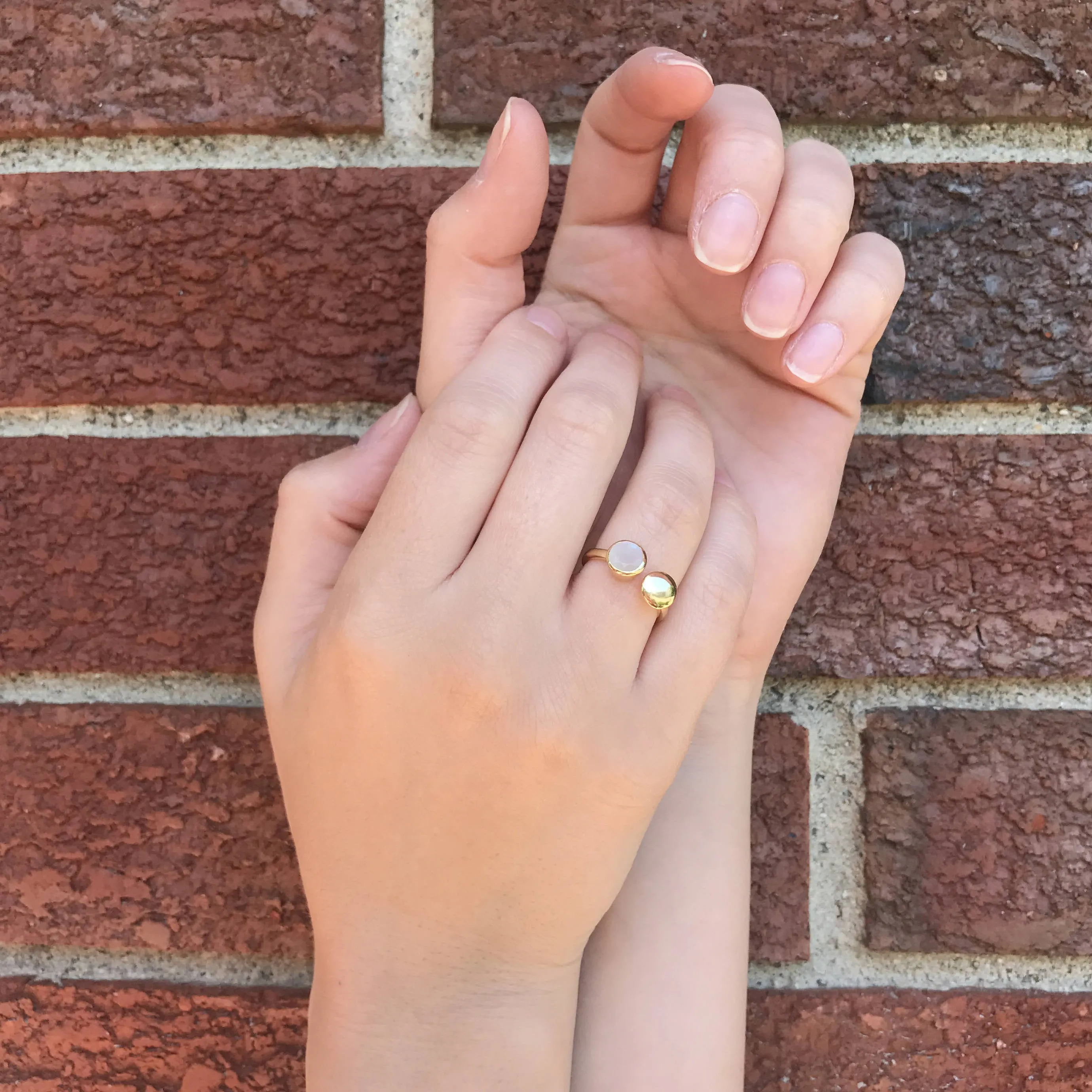 Custom Initial Adjustable Labradorite Ring, Personalized Jewelry