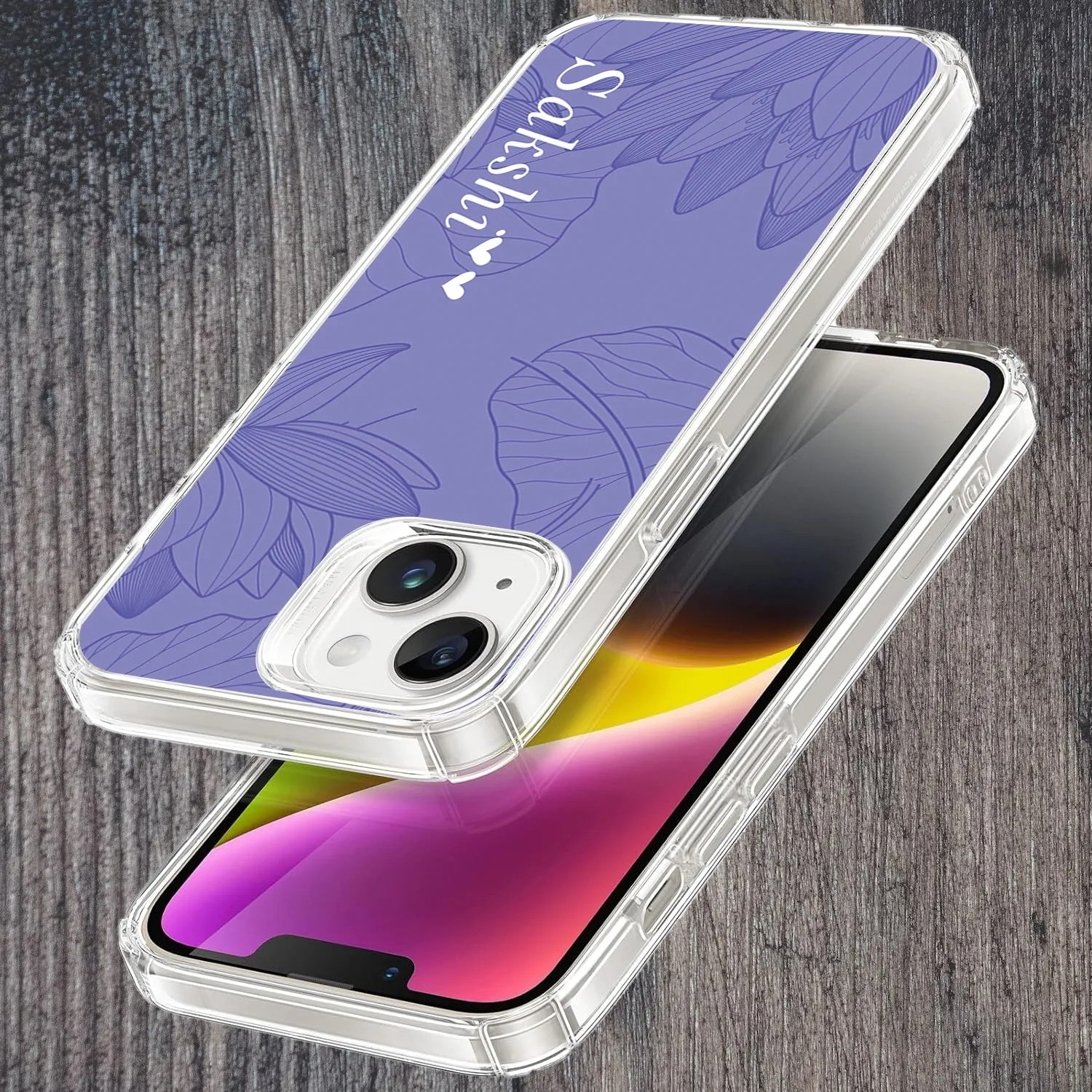 Customized luxury Purple leaves Transparent Silicon Case For iQOO