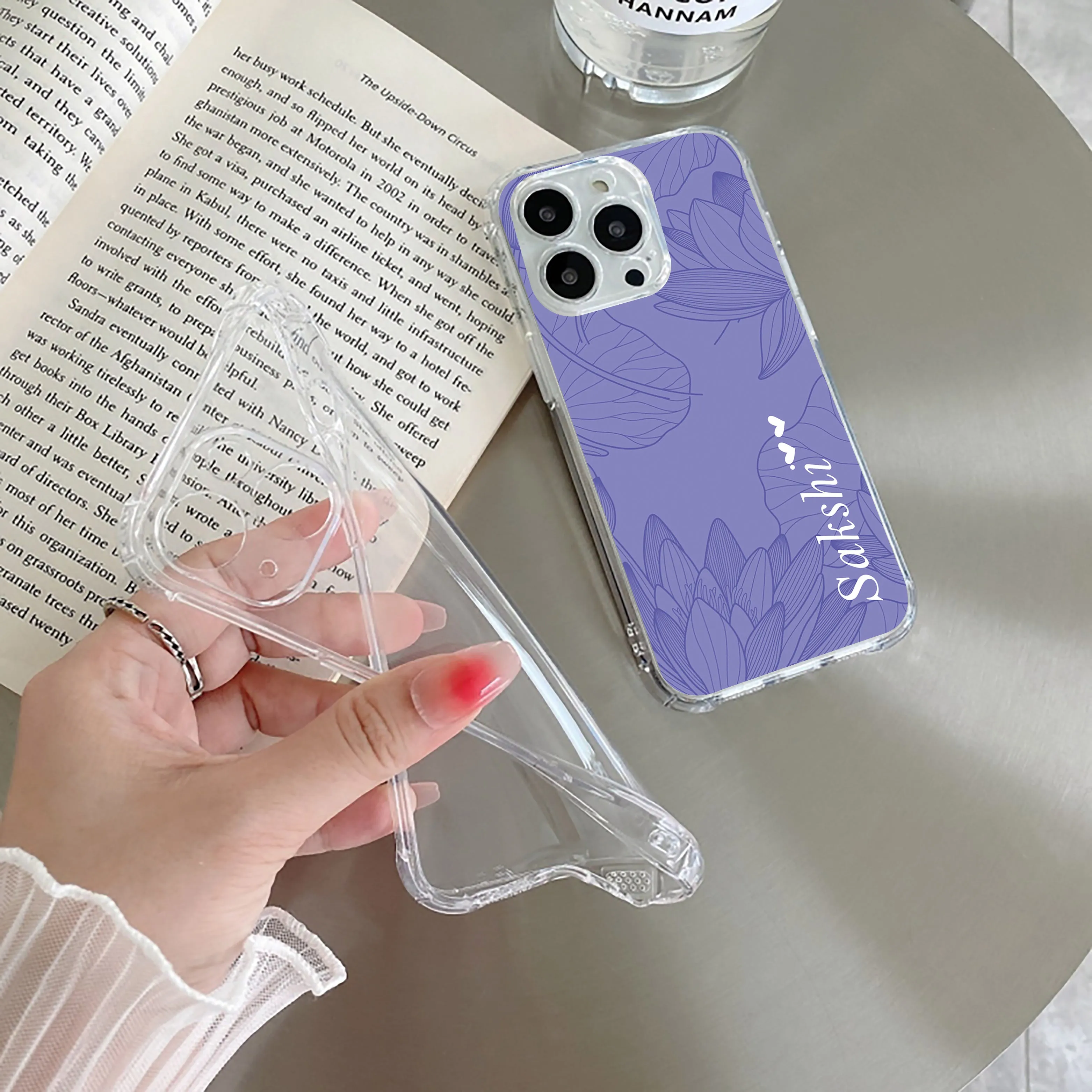 Customized luxury Purple leaves Transparent Silicon Case For iQOO