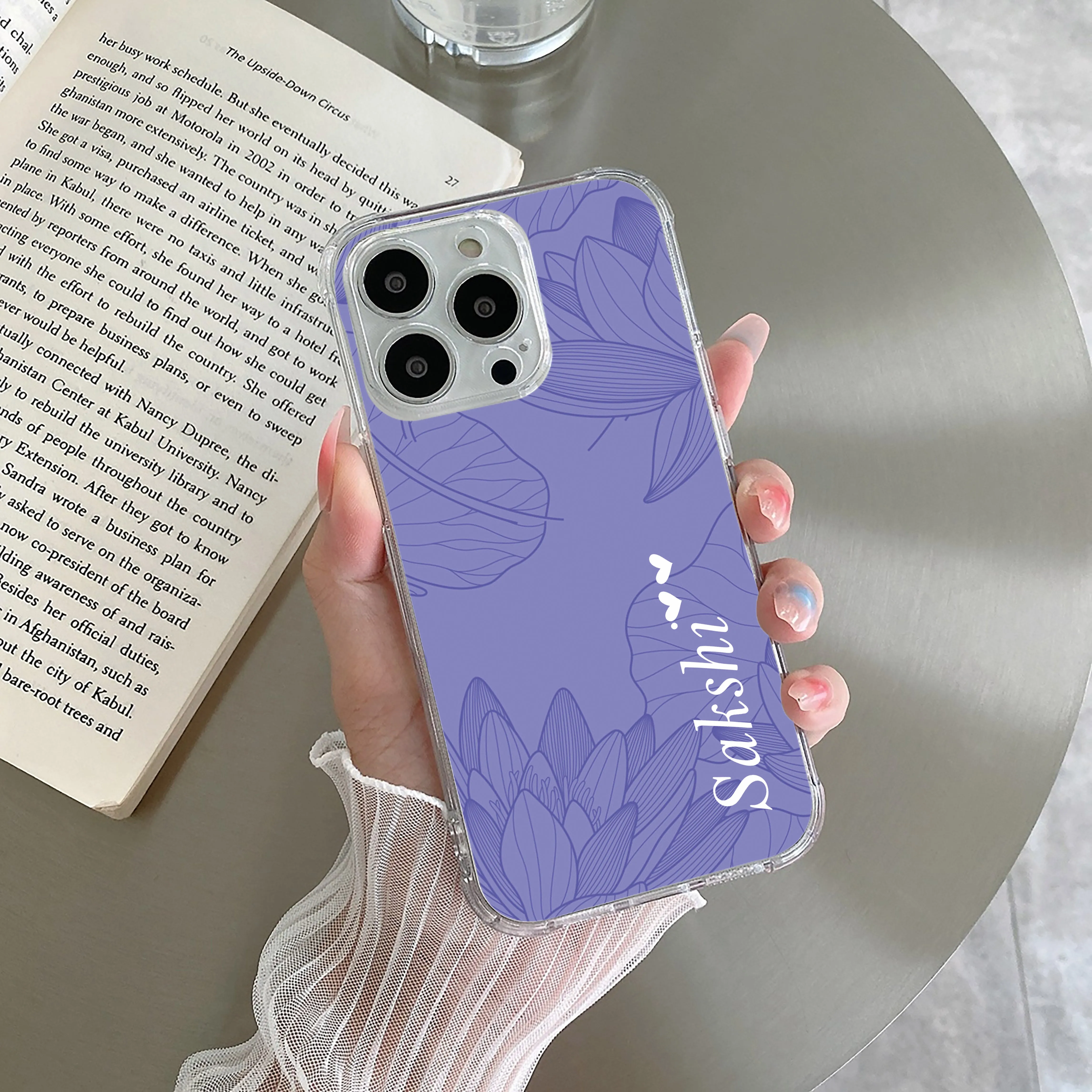 Customized luxury Purple leaves Transparent Silicon Case For iQOO