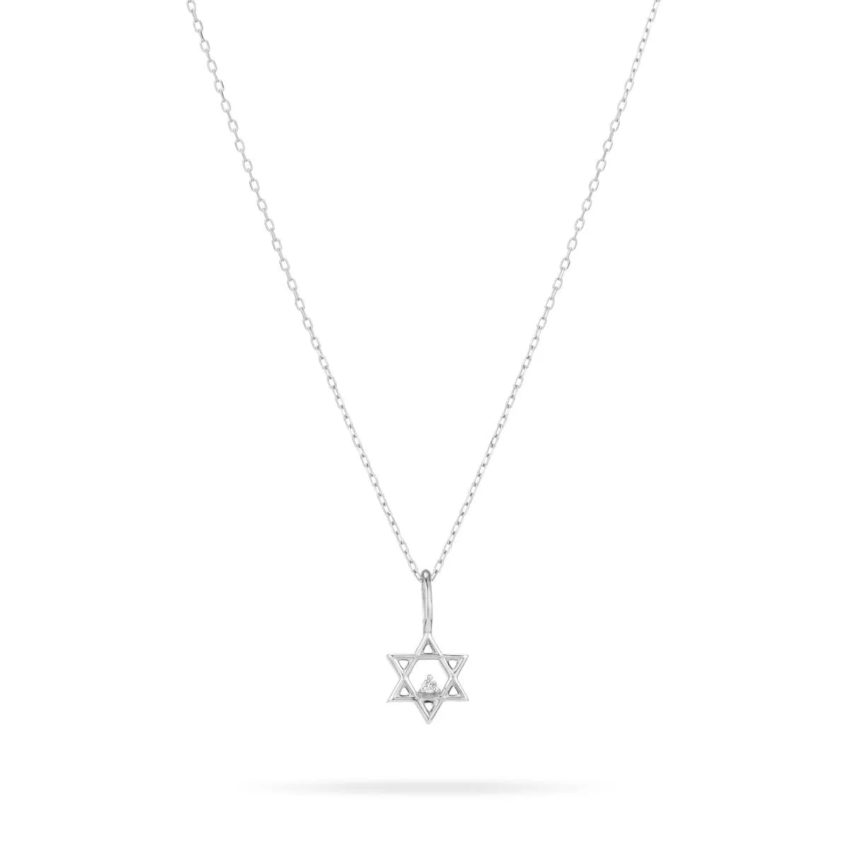 Diamond Star of David Mini Bead Charm  in Sterling Silver