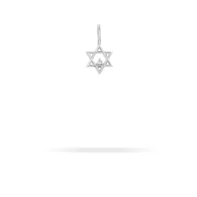 Diamond Star of David Mini Bead Charm  in Sterling Silver