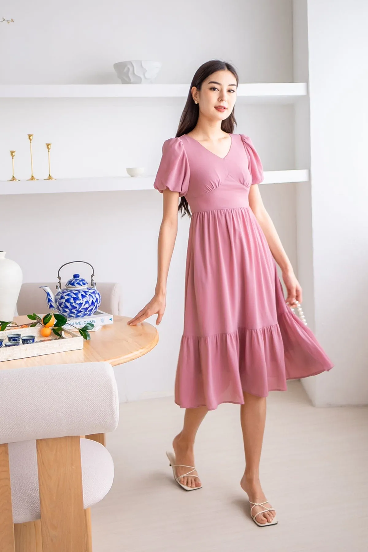 DIANA MIDI DRESS IN ROSE