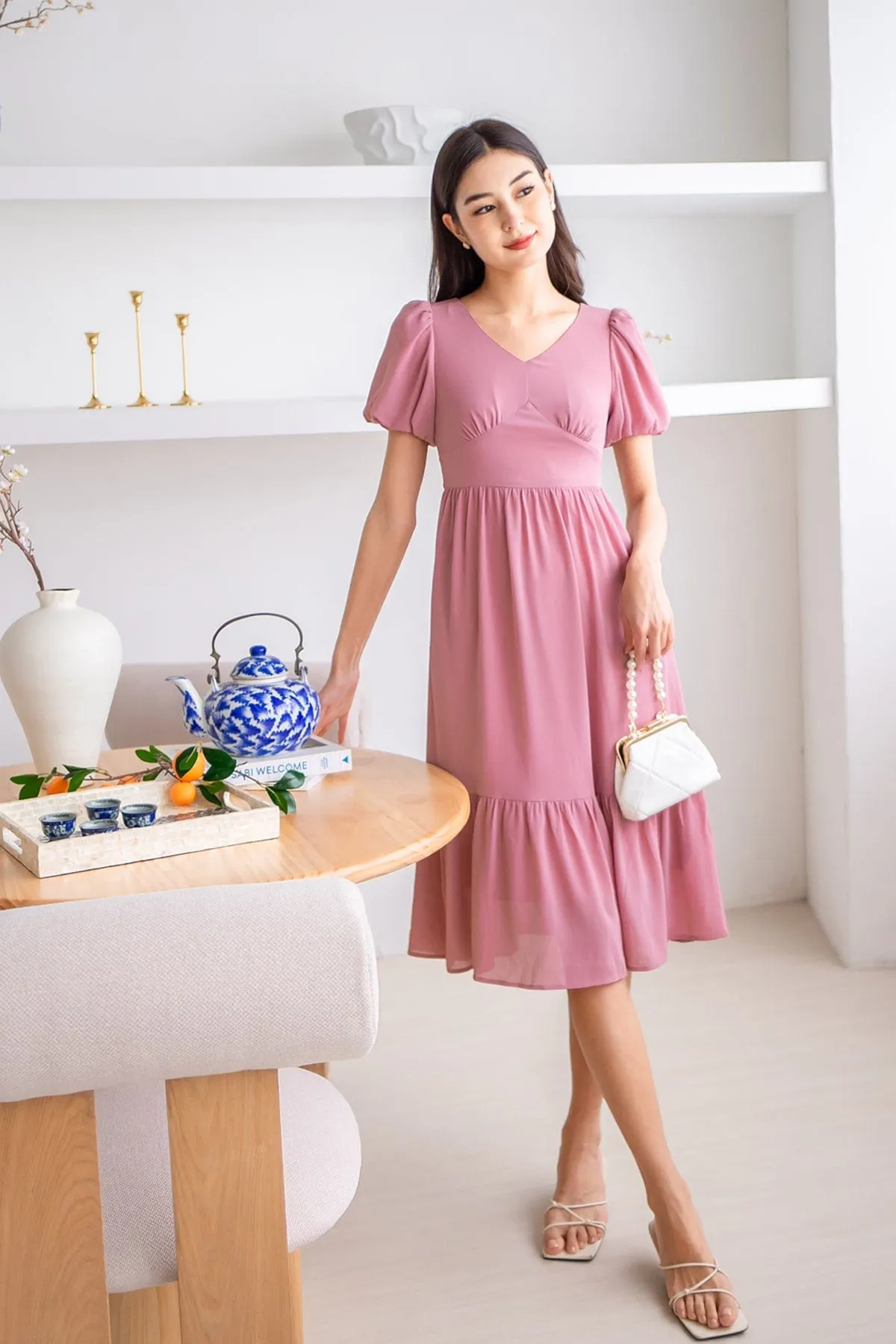 DIANA MIDI DRESS IN ROSE